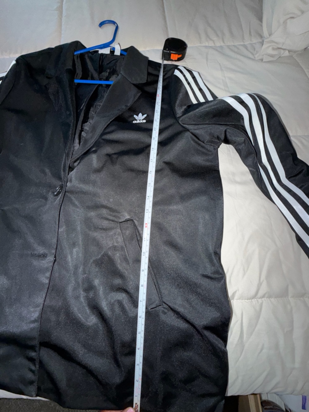 adidas Black Blazer Jacket with White Three-Stripes - Picture 7 of 8